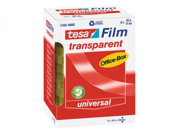 Tesafilm 66mx12mm Office-Box 12 St./Pack transparent