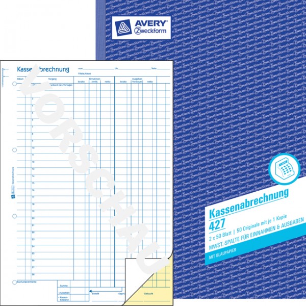 Zweckform Kassenabrechnung A4 2x 50 Blatt