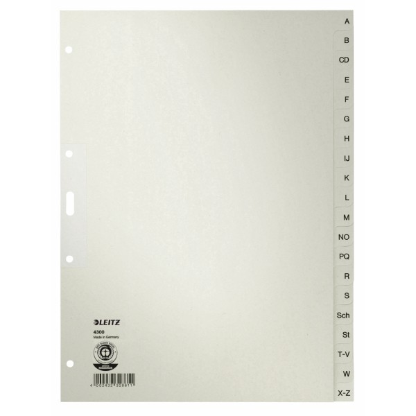 Register A4 A-Z Papier 20 Blatt Grammatur: 100 g/m², 4-fach Lochung