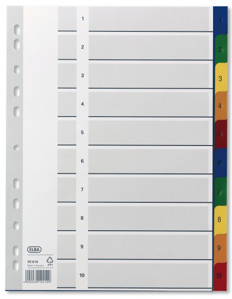 Register A4 1-10 Plastik PP farbig sortiert Deckblatt , OXFORD