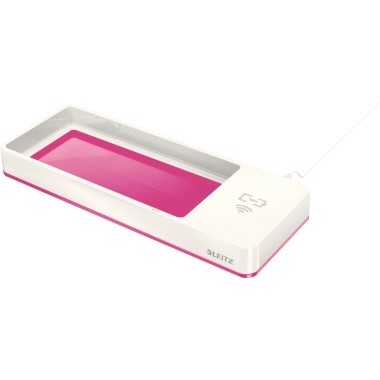 Stifteschale WOW Leitz inkl. Qi Ladegerät pink Mit LED-Anzeige für die korrekte Ladeposition