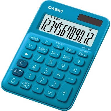 CASIO Tischrechner MS-20UC blau 12-stellig , LCD Display