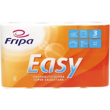 Küchenrolle Fripa Easy 3-lagig hochweiß 45 Bl./Rl.,4 Rl./Pack.