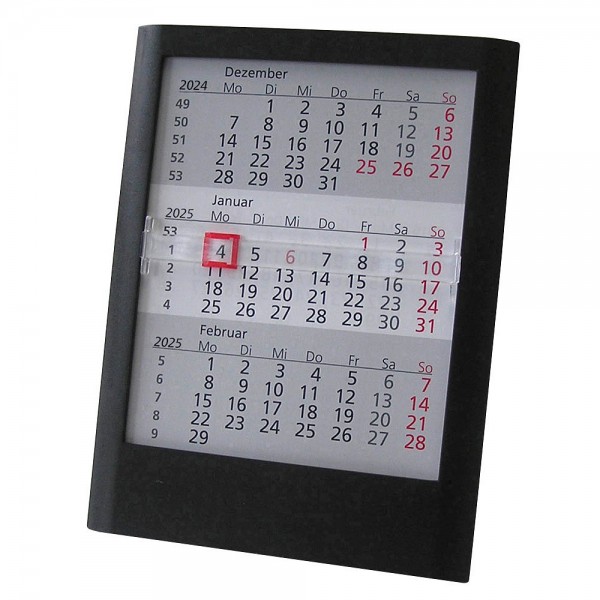 Tischkalender 3-Monate 2024/2025 schwarz Maße (BxH):	12,5 x 16 cm,Einsteckkalender