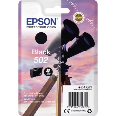 Epson Tintenpatrone 502 schwarz Druckleistung ca. 210 Seiten, 4,6ml