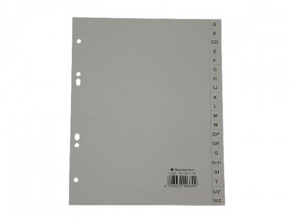 Register A5 A-Z Plastik PP 20 Blatt grau Maße: 16,3 x 21 cm (B x H)