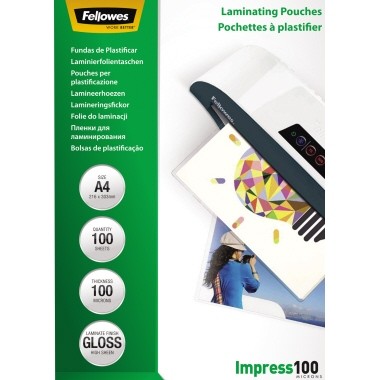 Laminierfolie A4 100mic Fellowes Impress 5351111 210x297mm (BxH),transparent glänzend,100 St./Pack