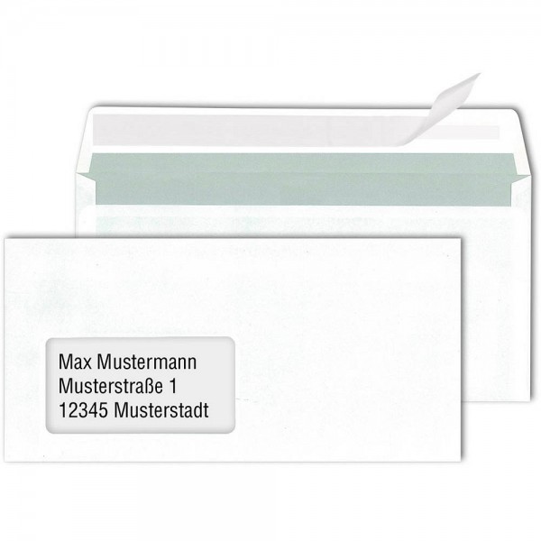 Briefhüllen DL HK MF 80g/m² weiß 500 St./Pack Maße: 220 x 110 mm (B x H)