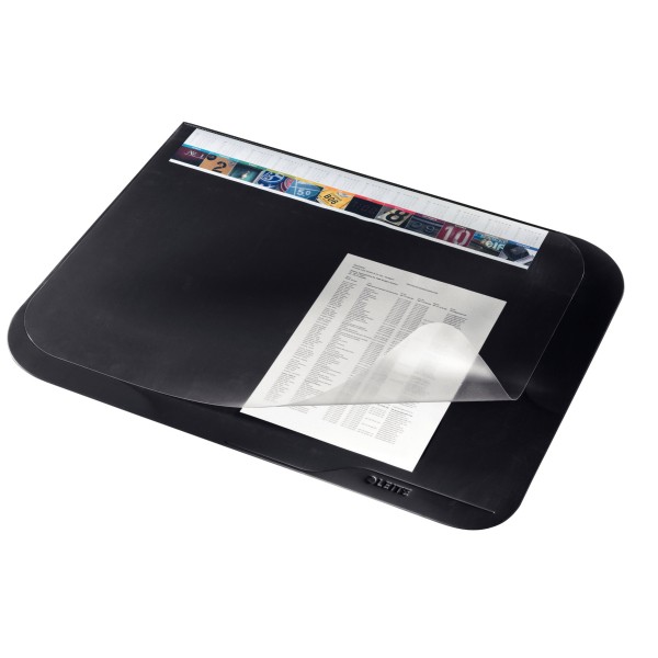 Schreibunterlage 65x50cm PVC schwarz mit Folienauflage Soft-Touch-Oberfläche