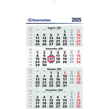 Kalender 4-Monate 33x63,5 cm Datumschieber 2025 4 sichtbare Monatsblöcke