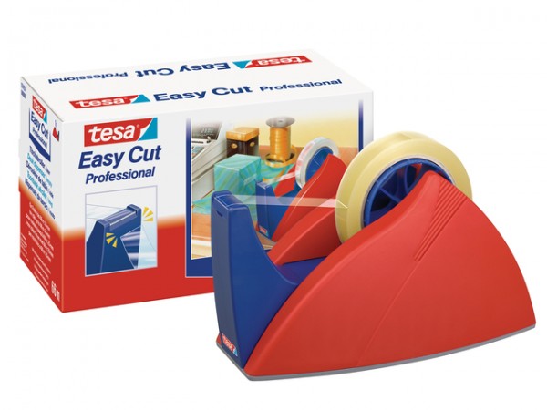 Tischabroller Tesa f. 66mx25mm Easy Cut rot/blau Professional / Wellenmesser / ungefüllt