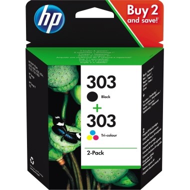 HP Tintenpatrone 303 schwarz und color 2 St./Pa Druckleistung ca: 1x200 sw , 1x165 Seiten farbig