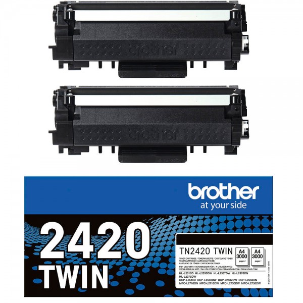 Brother Toner TN2420 schwarz Doppelpack , 2x ca. 3.000 Seiten Druckseiten
