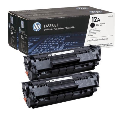 HP Toner 12A schwarz Q2612AD Druckseiten: ca. 2 x 2.000 Seiten 2 St./Pack
