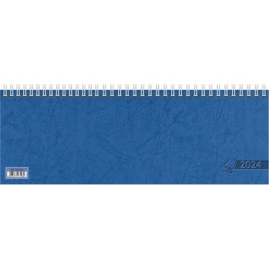 Querterminkalender 1 Woche/2 Seiten 2024 Blattgr.29,7X10,5cm / Karton-Umschlag blau