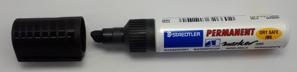 MARKER PERMANENT 385 SCHWARZ KEILSPITZE 2-7MM DRY SAFE INK / WISCH-WASSERFEST