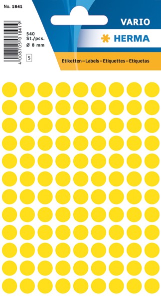 Etikett 8mm Farbpunkt gelb 540 St./Pack