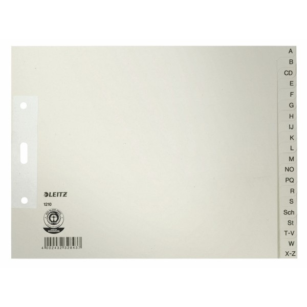 Register A4 2/3 A-Z Papier Überbreite grau Format: 240 x 180 mm, 20 Blatt