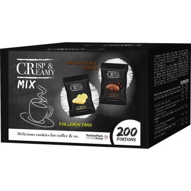 Hellma Gebäck Crisp &amp; Creamy Mix Zitrone, Schoko, 200 x 4,94 g/Pack