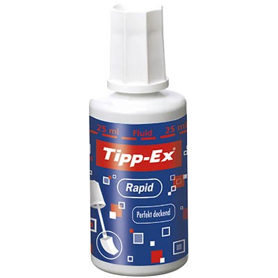 Tipp-Ex Fluid Korrekturflüssigkeit Rapid weiß 8119143 ,Schwamm , schnelltrocknend , Inhalt 25 ml