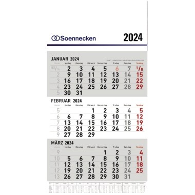 Kalender 3-Monate 29,6x49cm Datumschieber 2024 3 sichtbare Monatsblöcke ** Ausverkauft! **