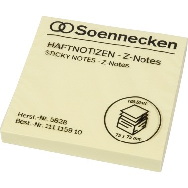 Haftnotiz 75x75mm Z-Notes gelb 100 Bl./Block , Soennecken