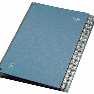 Pultordner 1-31 Elba 32 Fächer PVC blau Maße: 26,5 x 34 cm (B x H),3 Sichtlöcher
