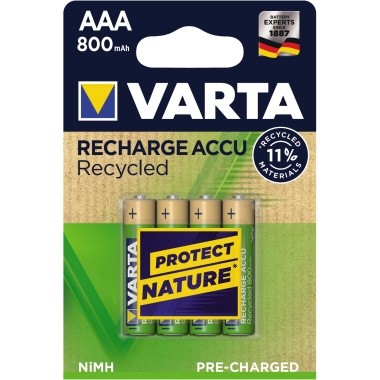 Batterie Akku Micro AAA Varta RECHARGE Power 1,2 V, 800 mAh , Recycled,4 St./Pack
