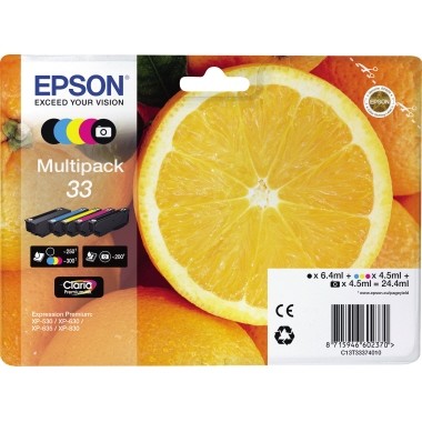 Epson Tintenpatrone 33 Multipack 5 St./Pack schwarz, fotoschwarz, cyan, magenta, gelb