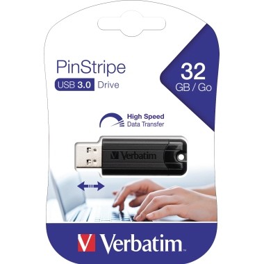 USB Stick Verbatim PinStripe 16 Gbyte USB 3.0 Maße:19x7x55mm (BxHx T), schwarz