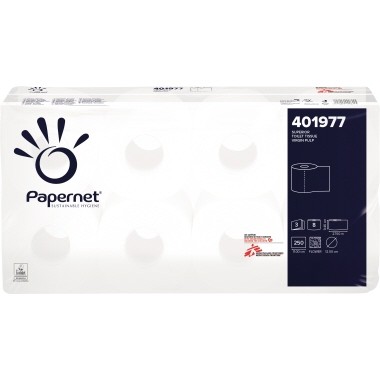 Toilettenpapier 4-lagig Papernet Superior weiß Zellstoff, 150 Bl./Rl.8 Rl./Pack.