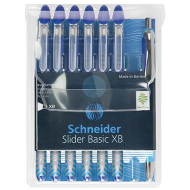 Kugelschreiber Slider Basic &quot;XB&quot; blau 6 St./Pack inkl. 1 Kugelschreiber Slider Rave blau,Schneider