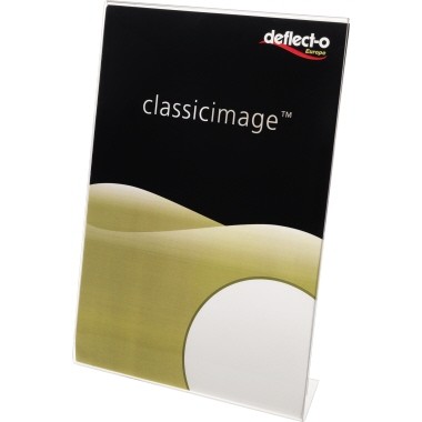 Tischaufsteller A6 Deflecto Classic Image L Form Maße:10,8x15x4,5cm (BxHxT),transparent