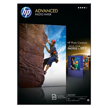 HP Fotopapier Advanced A4 250 g/m² hochglänzend Inkjetdrucker , 25 Bl./Pack