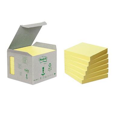 Haftnotiz 76x76mm Post-it® Recycling Notes gelb 100 Bl./Block,6 Block/Pack