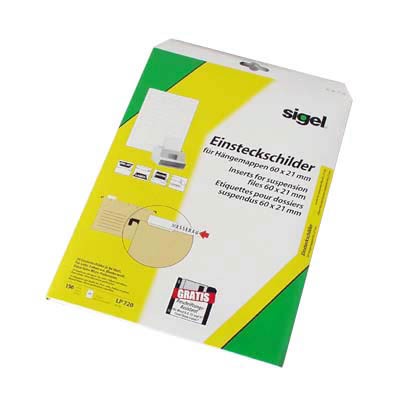 Einsteckschilder 60x21mm für Hängemappen weiß 1 Pack = 156 St