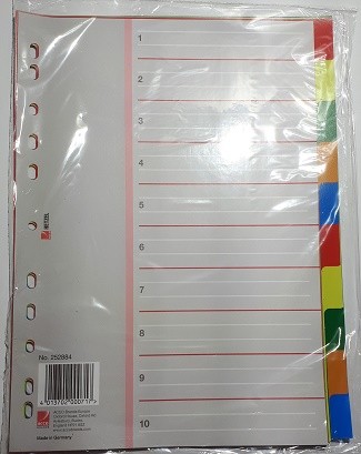 Register A4 blanko 10-teilig Plastik PP farbig Deckblatt aus Karton