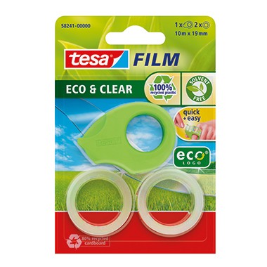 Handabroller Tesa Mini ecoLogo f.19mmx10m inkl. 2 Rollen tesafilm® Eco &amp; Clear 19 mmx10m