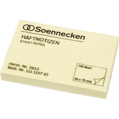 Haftnotiz 50x75mm Soennecken gelb 100 Blatt