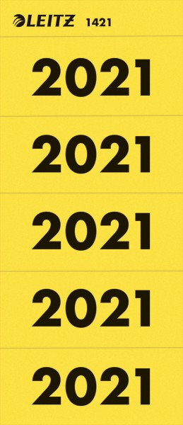 Rüschi &quot;2021&quot; gelb Leitz 100 St./Pack 60x25,5mm (BxH)
