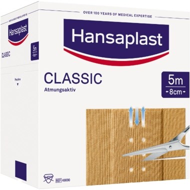 Wundpflaster Hansaplast Classic 8cmx5m (BxL) hautfarben , Viskosegewebe