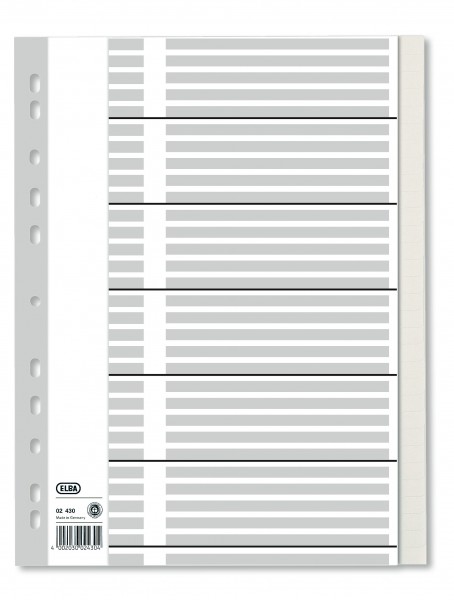Register A4 blanko 31-teilig Papier grau beschriftbares Deckblatt weiss