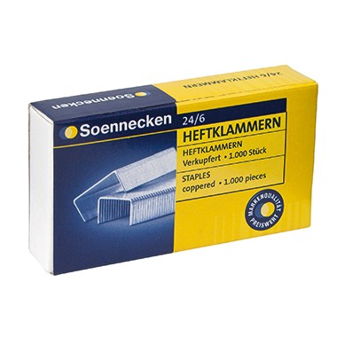 Heftklammern 24/6 verkupfert 1000 St./Pack Soennecken 3150