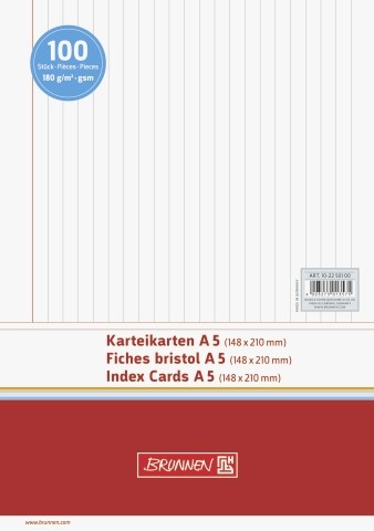 Karteikarten A5 liniert weiss 100 St./Pack