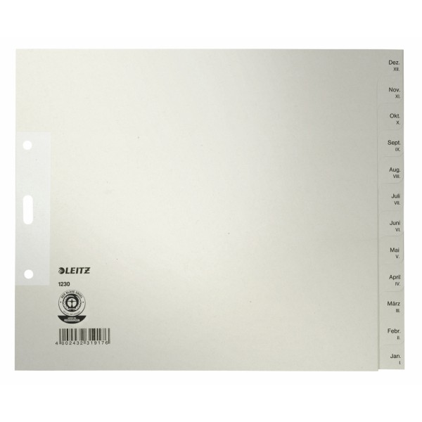 Register A4 2/3 Dez-Jan Papier Überbreite grau Format: 240 x 200 mm