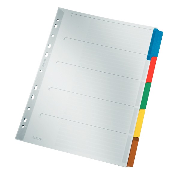 Register A4 blanko 5-teilig Karton farbig