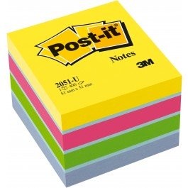 Haftnotizwürfel 51x51mm Mini Post-it® 400 Blatt ultragelb, türkis, powerpink, limonengrün, zenblau