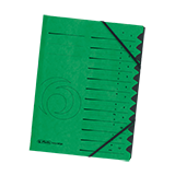 Ordnungsmappe 12 Fächer Herlitz grün Colorkarton Gummizugverschluss