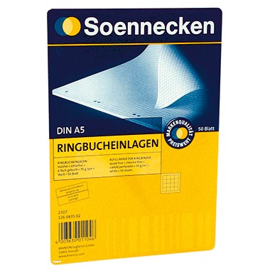 RINGBUCHEINLAGEN A5 KARIERT 50 BL. 70GR.