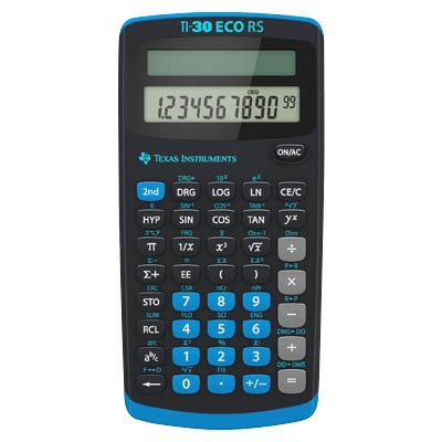 Taschenrechner TI30ECO RS Schulrechner 1 x 10+2-stellig,Solar, inkl.Schutzhülle schwarz